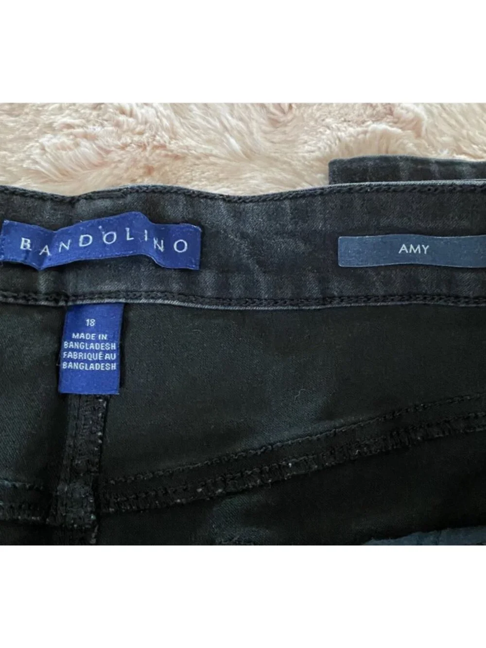 Bandolino Amy Jeans Womens 18 Black Denim Straight Slimming Stretch Mid Rise